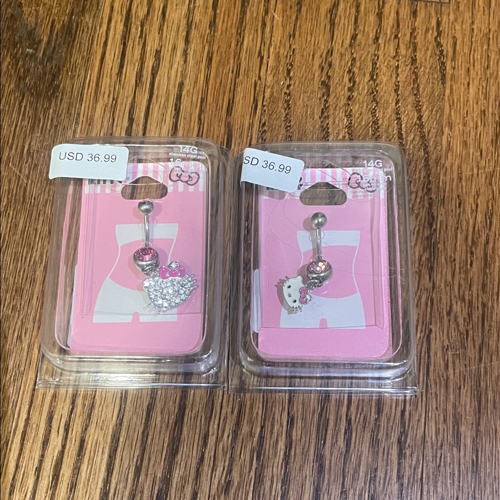 Hello Kitty Pink and Silver Belly Button Jewelry